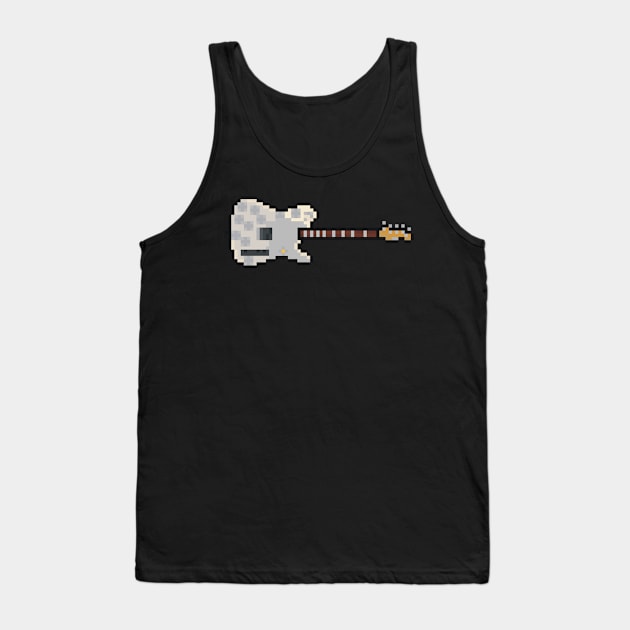 Pixel Silver Mirror Esquire Guitar Tank Top by gkillerb